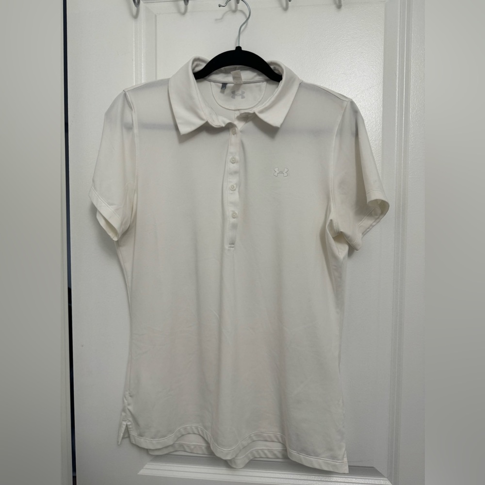 EUC Under Armour Heatgear Golf Polo Large White Like New